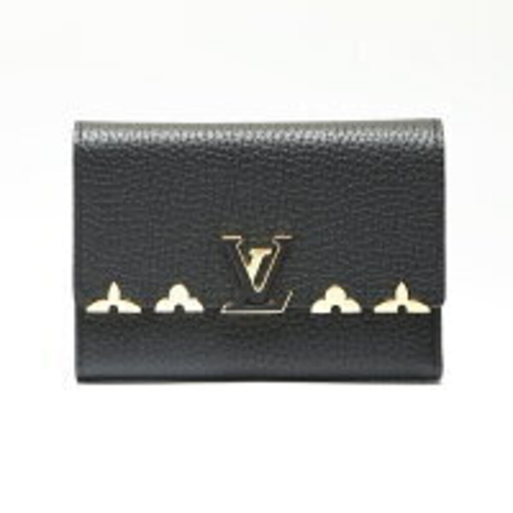Louis Vuitton Portefeuille Wallet Capucines Compact Tri fold Wallet Black